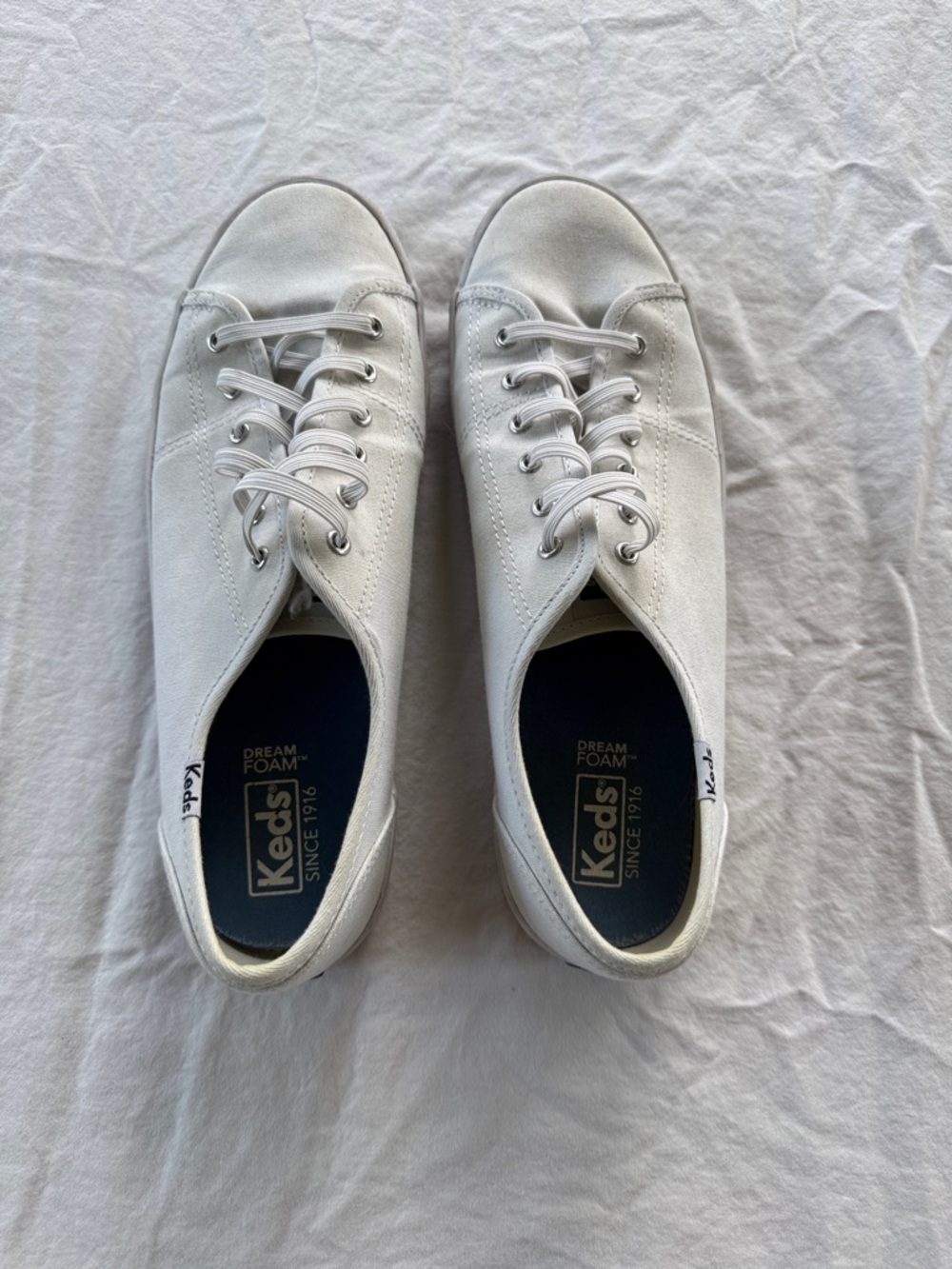 Keds White Canvas Low-Top Sneakers with Black Sole Stripe - Picture 5 of 5